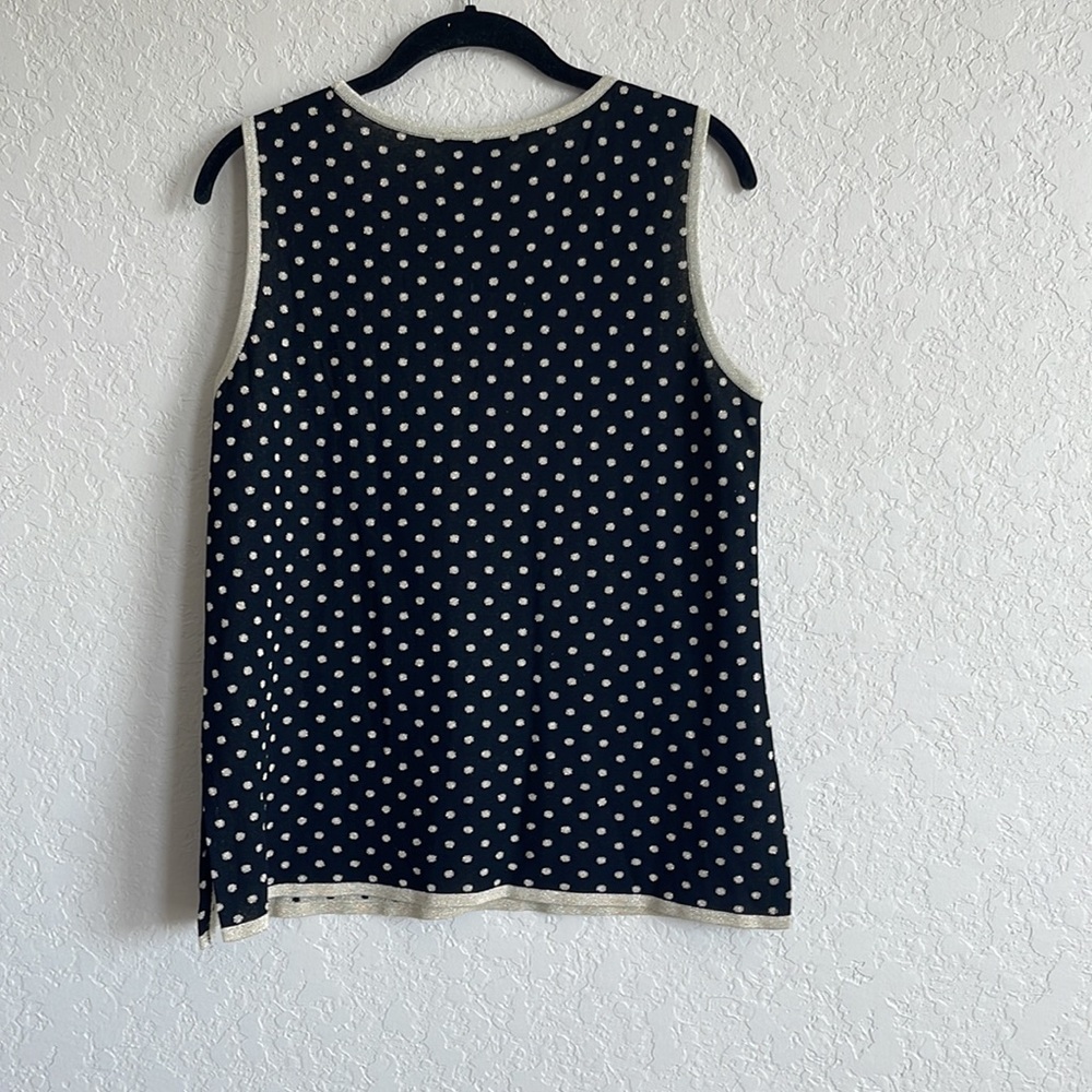 Exclusively Misook M Polka Dot Tank Top Stretch Black Gold Shell - Picture 6 of 6